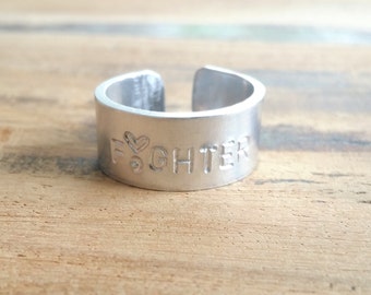 Fighter |Hand stamped Ring |Personalised Ring| Suicide Prevention Jewelry|., ring |Positive Quotes |Personalized Jewelry
