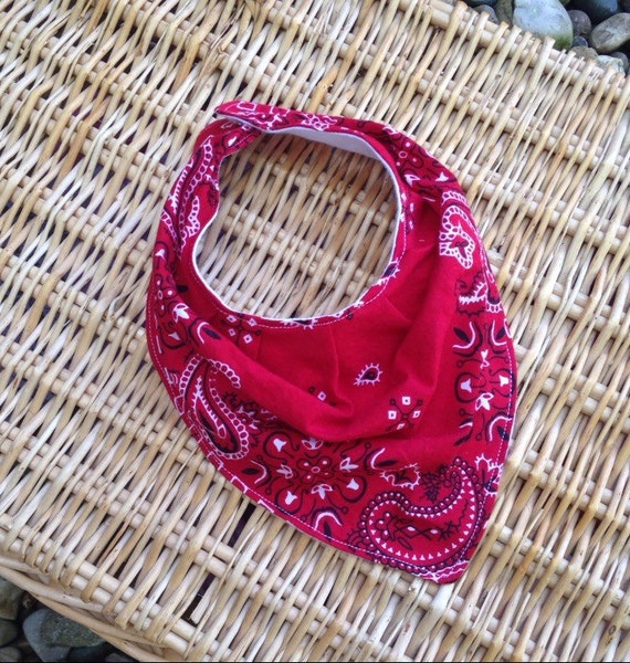 Traditional Red Bandana Waterproof Baby Bib with Snap Cowboy