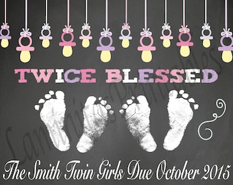 Pregnancy announcement - Twin pregnancy announcement - Twin girls - gender reveal - pregnancy announcement cards - reveal - twins reveal
