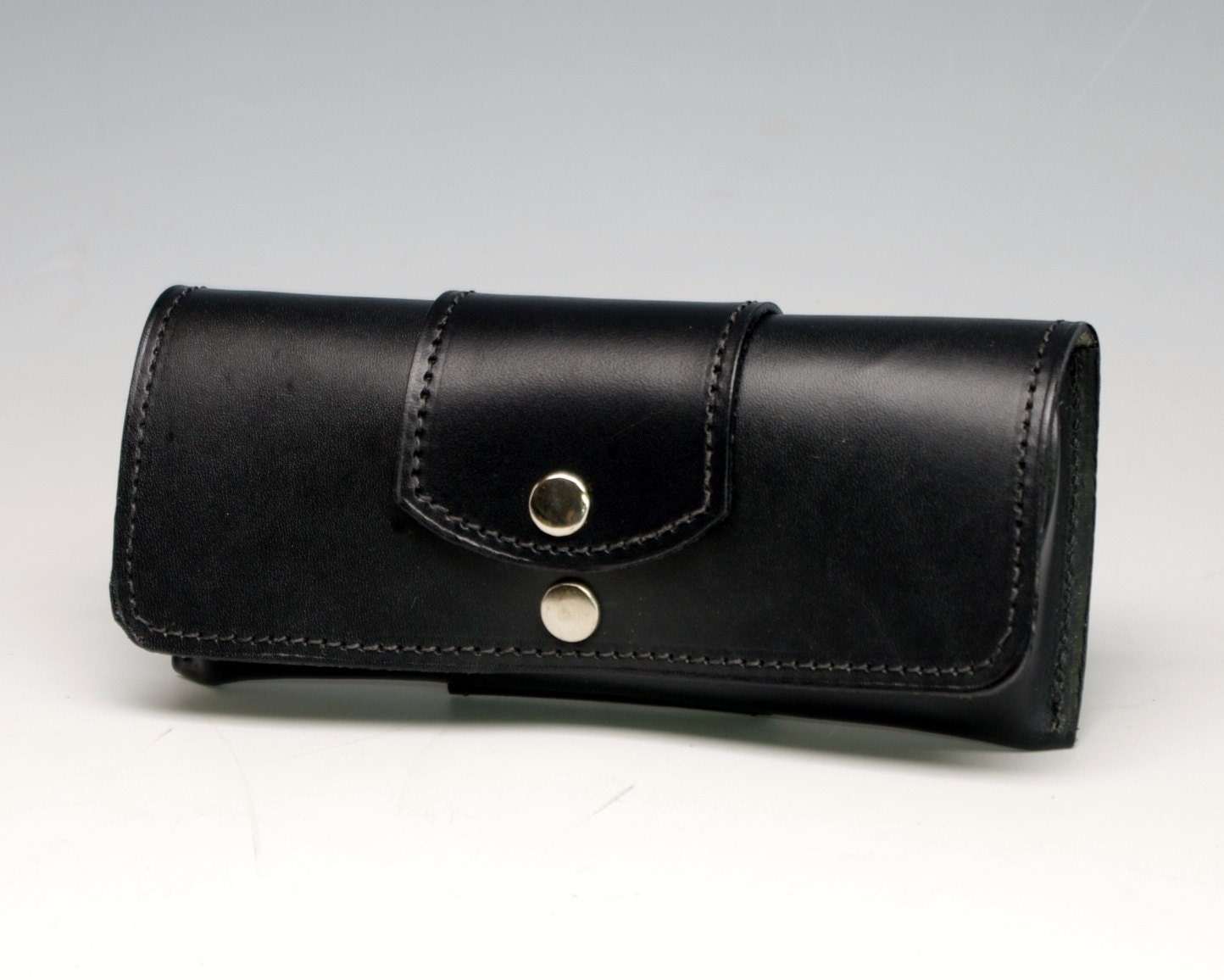 Hard leather eyeglass case Black