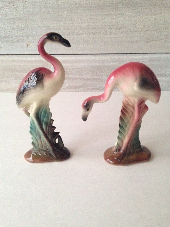 Pair of Vintage Flamingo Figurines by ThriftingsHereditary on Etsy