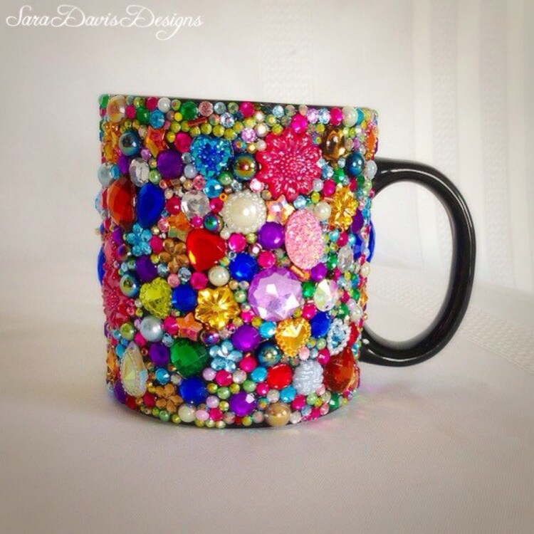Rhinestone Coffee Mug Personalized Coffee Mug by SaraDavisDesigns