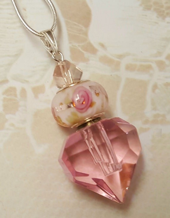 Pink Crystal Heart Urn with Rose Accent by Thoughtfullkeepsakes