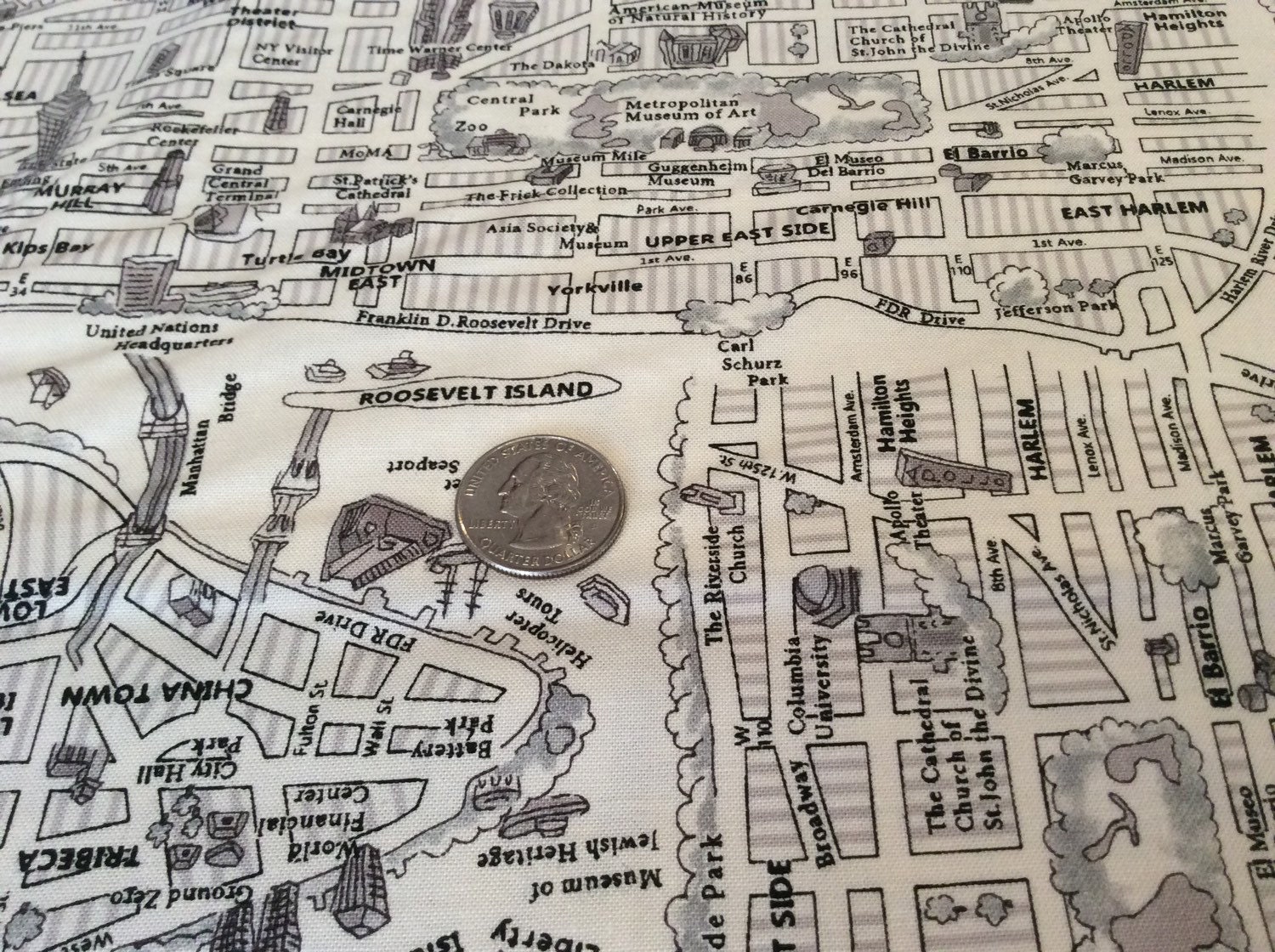 Moda Fabric New York City Map by 3 Sisters One