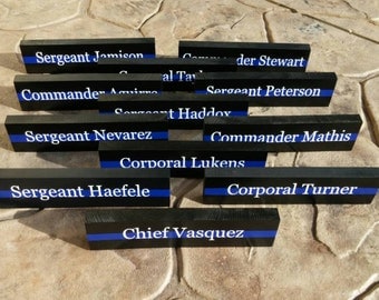 Thin Blue Line Desk Plaque, Name Plate. Police Officer gifts, Police Wedding, Police retirement, Police Wedding Gifts