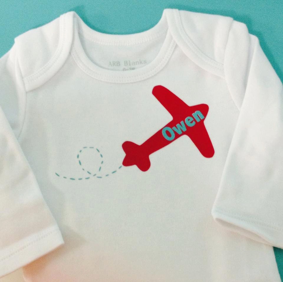 baby boys' personalized airplane onesie vinyl custom