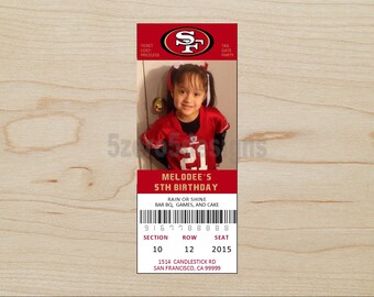 49ers Birthday Invitation, 49ers ticket invitation, NFL Ticket Invitation, Football Ticket Invitation, INSTANT PRINTABLE