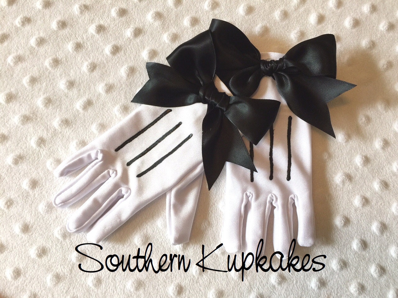 LADIES White MINNIE MOUSE Style Gloves Custom Costume Adult