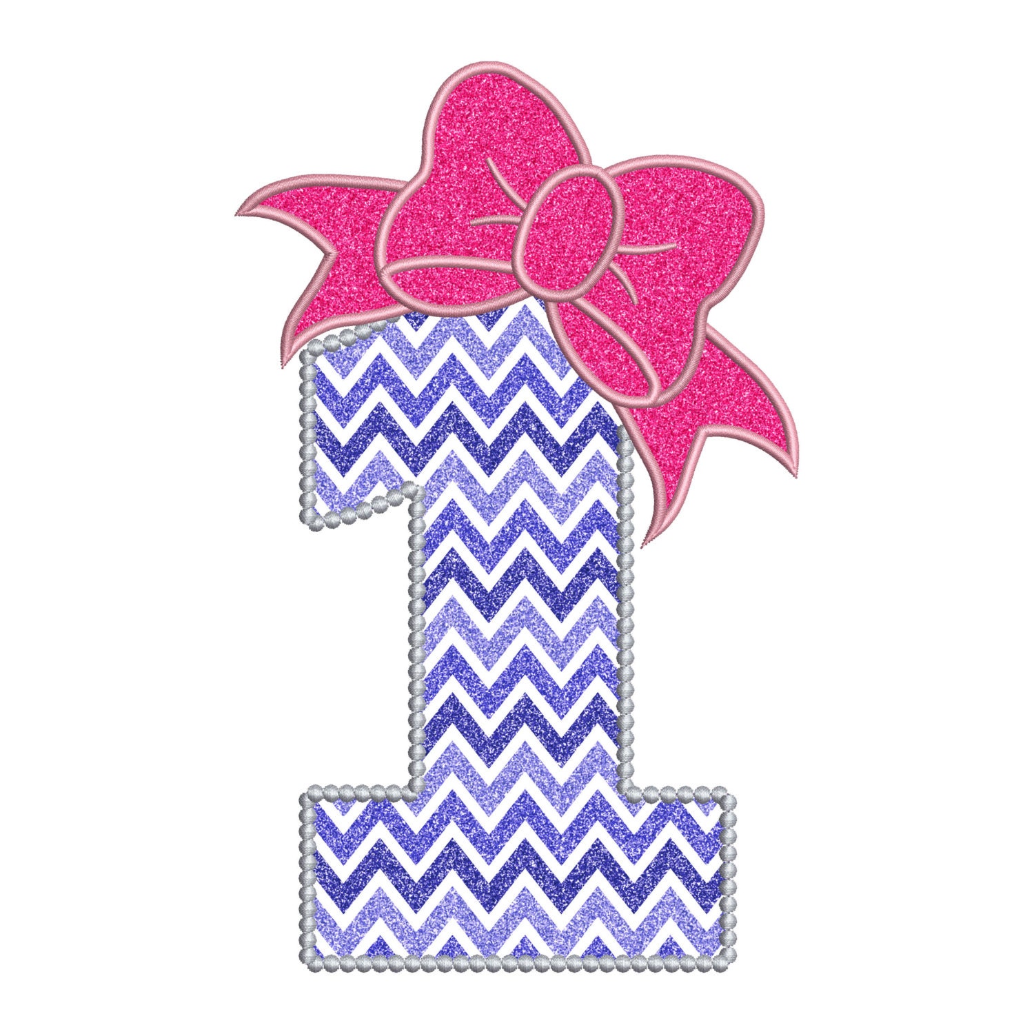 1 Birthday Applique Cute Bow 1st Number by TheEmbroideryClub