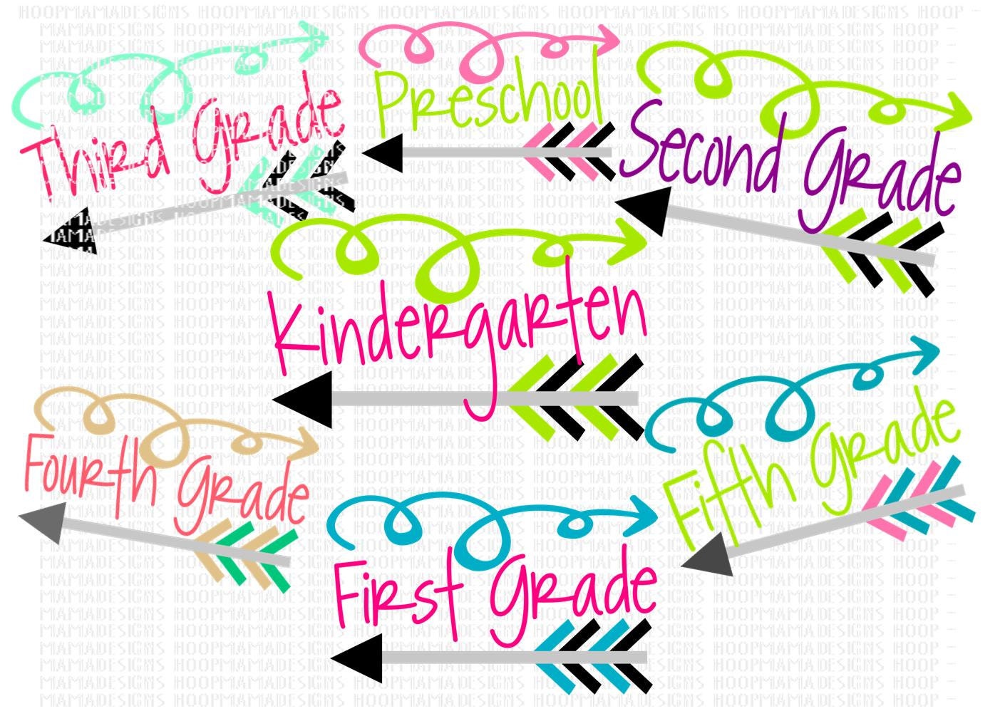 BUNDLE Preschool Fifth Grade with Arrows SVG DXF eps and png
