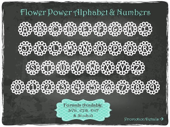 Download Flower Power Alphabet and Numbers in .SVG .EPS .DXF & .Studio3