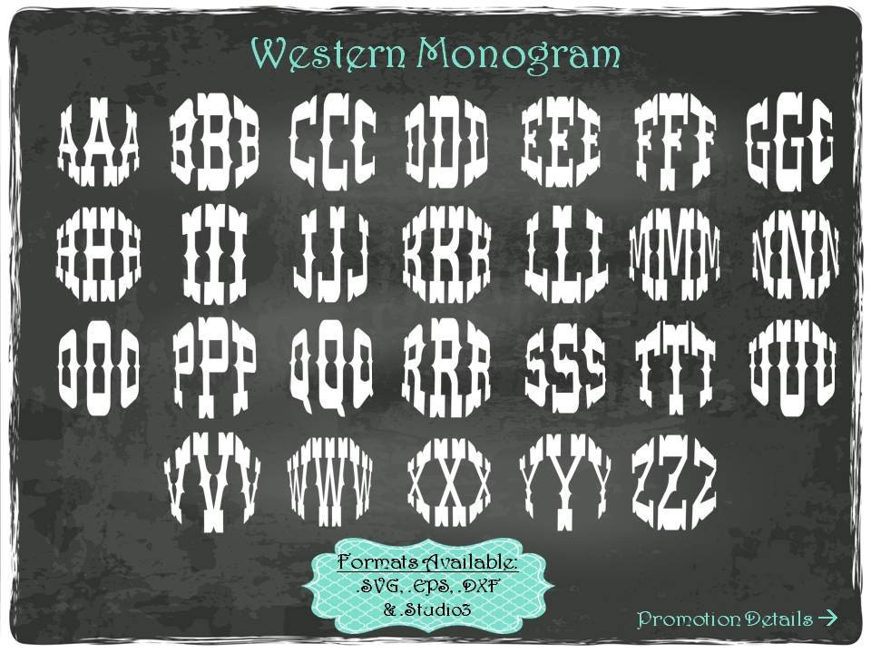 Western Monogram in .SVG .EPS .DXF & .Studio3 formats Craft