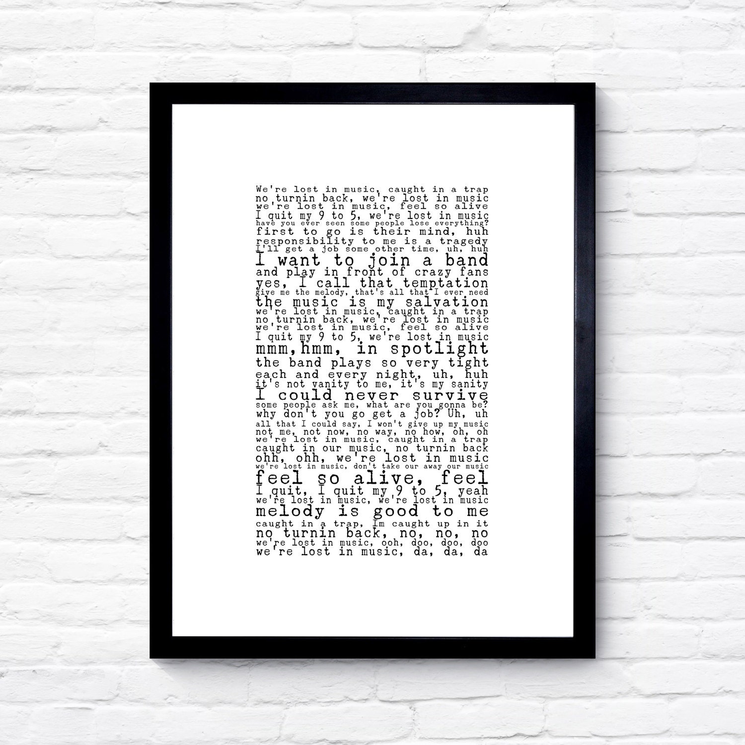 Lost In Music by Sister Sledge Song Lyric Print Song Lyric