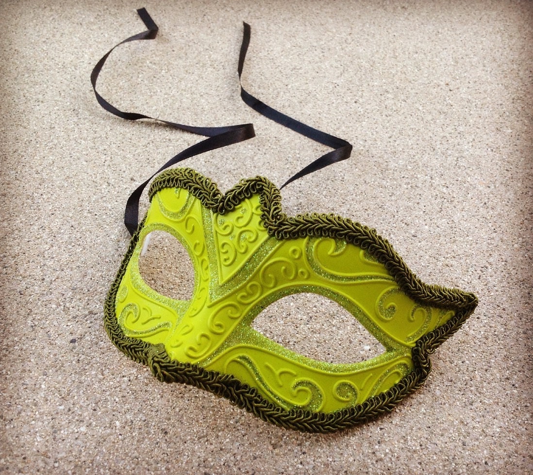 Lime Green Masquerade Mask Venetian Classic Burlesque Costume