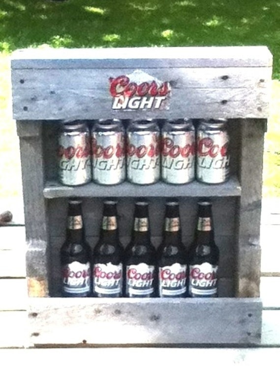 Very unique Coors light beer can and bottles rack holder wood
