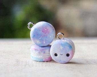 Kawaii Galaxy Macarons - polymer clay charm jewelry