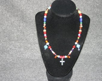 Beaded necklace with Cross Pendant