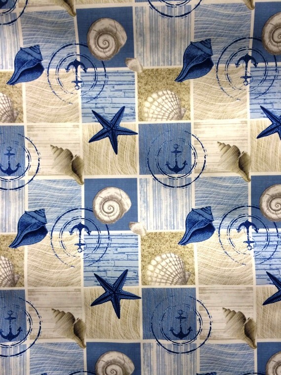 Oilcloth table cloth by the metre anchor Starfish maritime