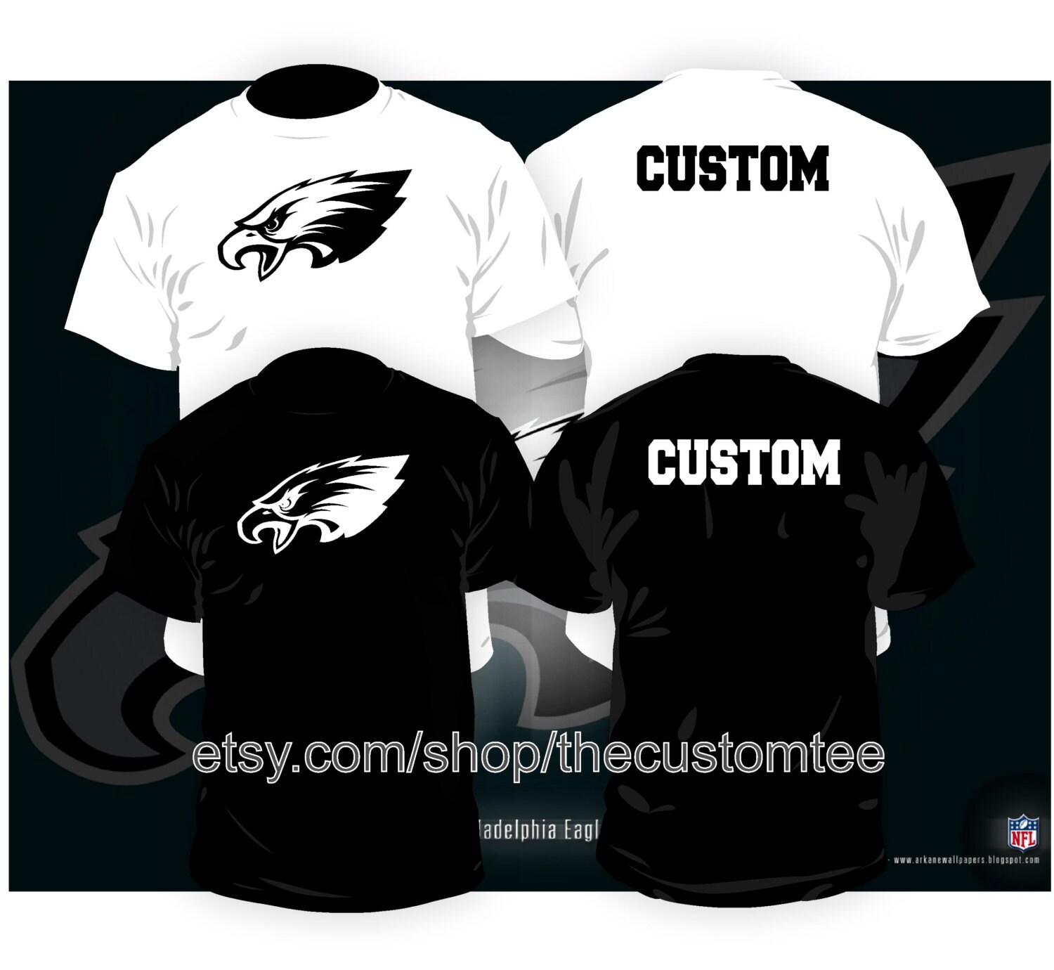 Philadelphia Eagles Shirt w/ CUSTOM NAME by thecustomtee on Etsy