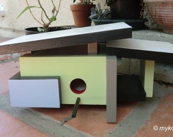 Atomic Age, Mid Century Modern, Modern Bird House, Midcentury Home, Birdhouse Gift,