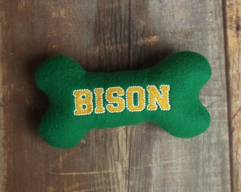 Treat Pocket NDSU Bison Stuffed Squeaky Dog Bone Toy
