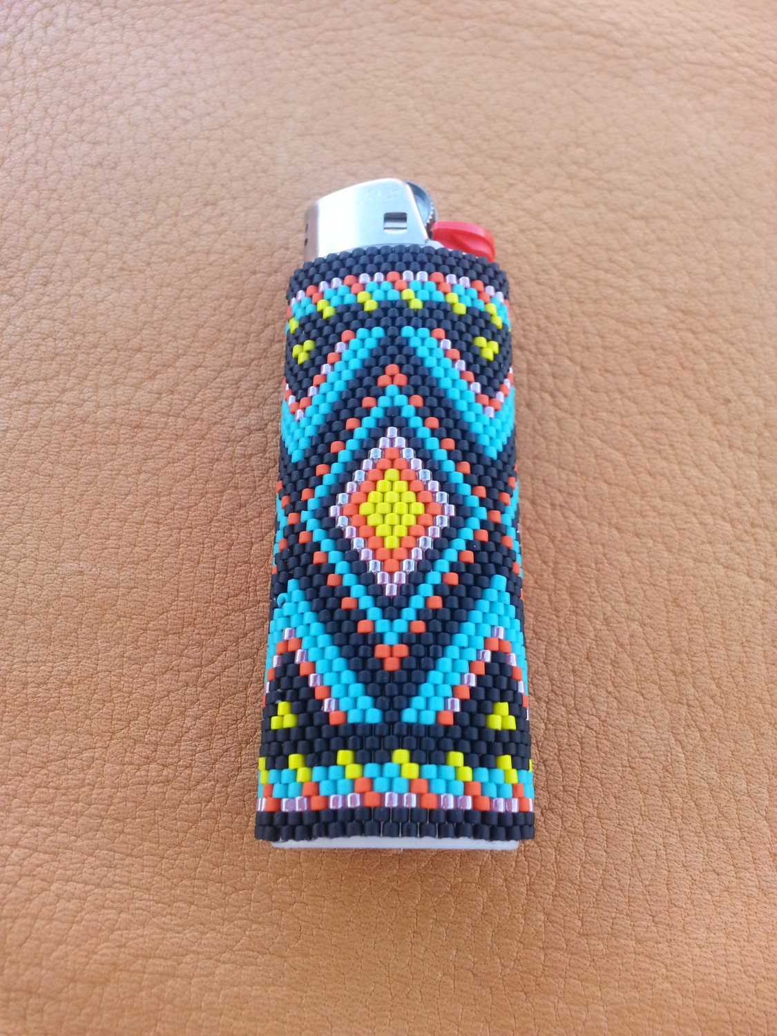 Beaded Bic Lighter Cover Native American Design
