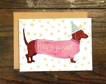 Wiener Dog Birthday Card
