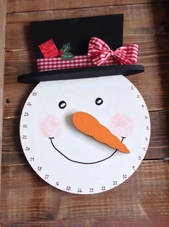LARGE Handmade Snowman countdown to Christmas clock.
