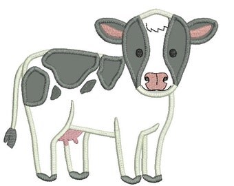 Cow Applique, Cow Design, Cow Embroidery, Cute Black and White Cow Applique, Farm Applique, Farm Design