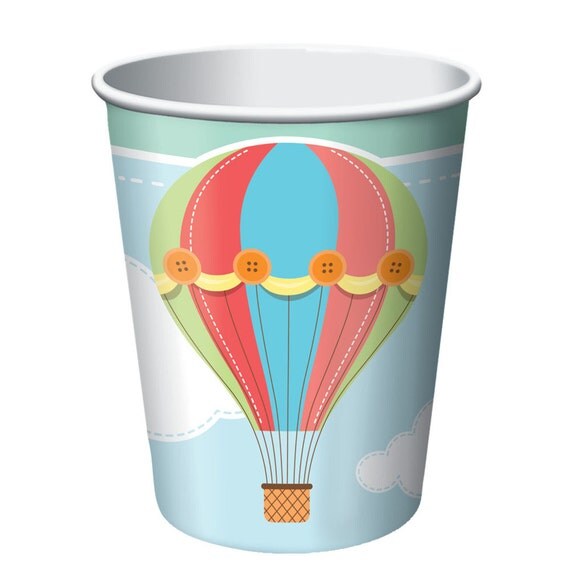 Hot Air Balloon Baby Shower Paper Cups Up Up by thepartiesthatpop