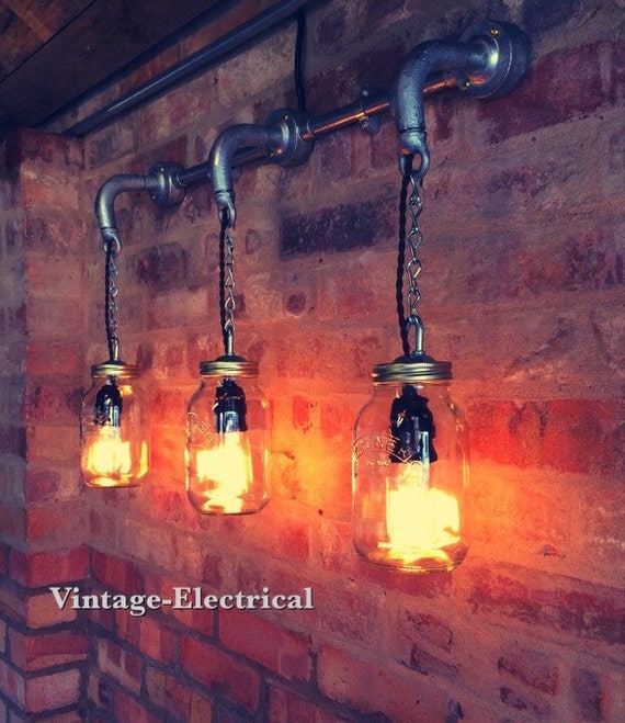 Industrial Kilner jam jar wall light fitting by VintageElectrical