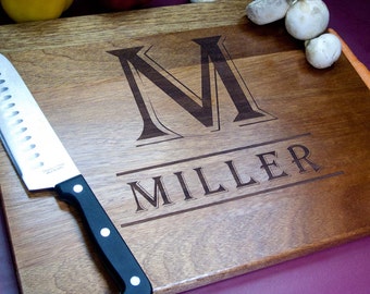 Personalized Monogram Cutting Board (M2) Engraved Cutting Board, Custom Cutting Board, Wedding Gift, Anniversary Gift