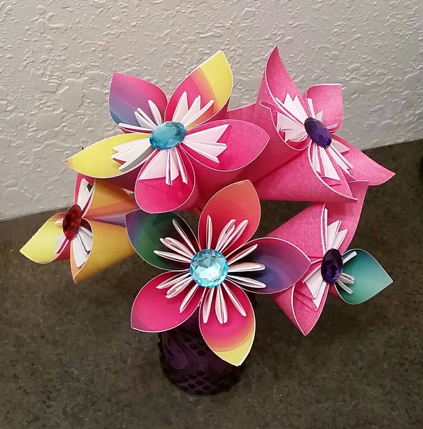 Paper Flowers Wedding Origami Flower Arrangement 8733