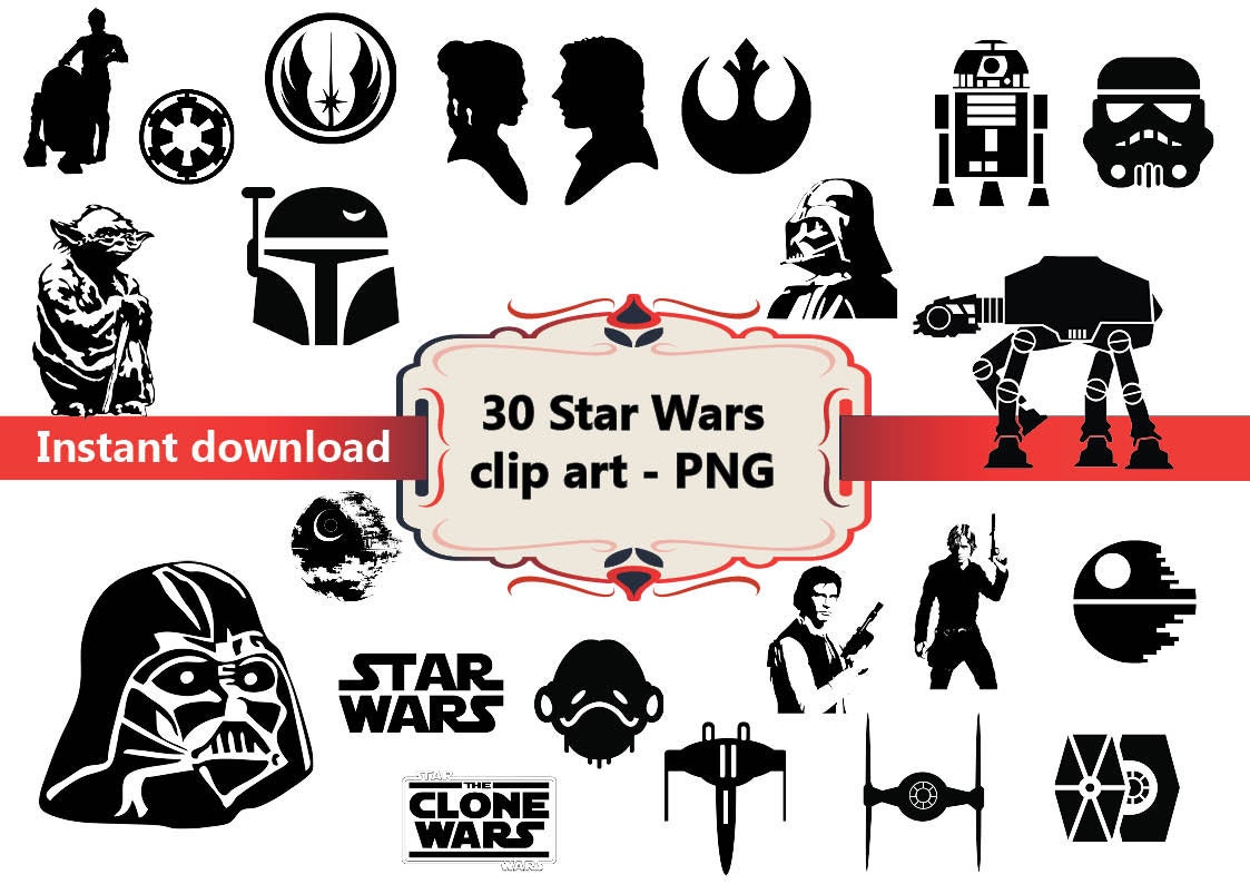 INSTANT DL 30 Star Wars Silhouettes clip art by EmilyJony on Etsy