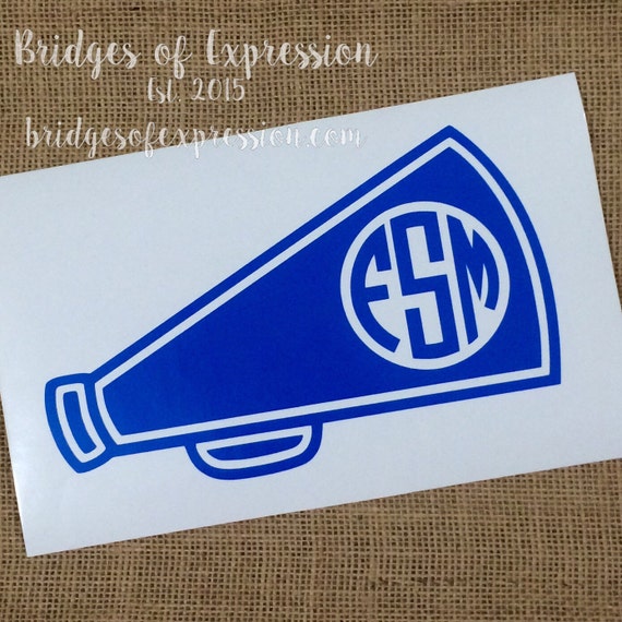 Cheer Megaphone Monogram Glossy Decal Sticker