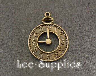 10pcs Antique Bronze Alloy Metal Alarm Clock Charms Pendant A329