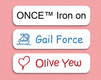 100 Iron On Name Labels - ONCE™ Iron on Labels