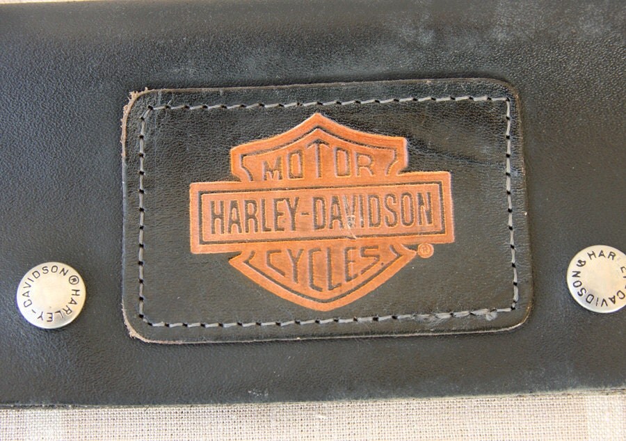 Vintage Harley Davidson wallet Leather bifold wallet Black