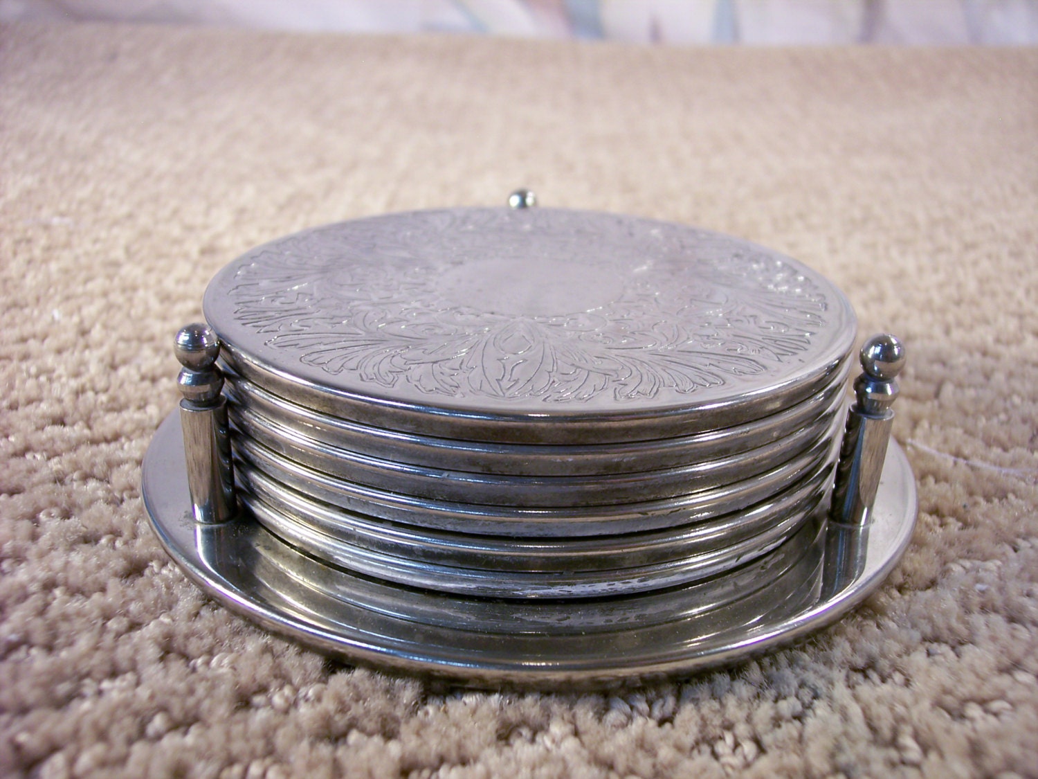 Set of 6Vintage Silver Coasters