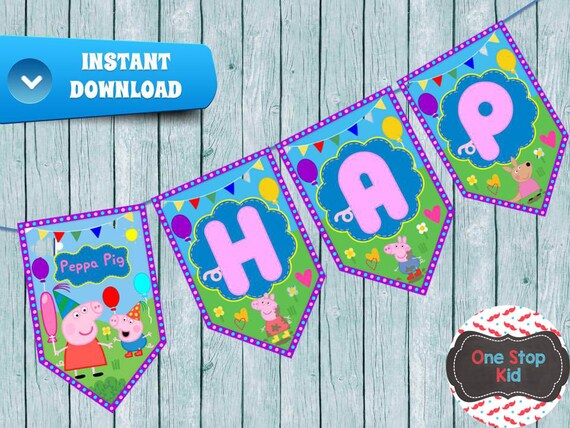 PEPPA PIG Birthday Banner, Peppa Pig Banner, Instant Download ...