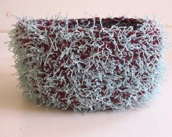 Unique handmade Crochet textile birds nest bowl.