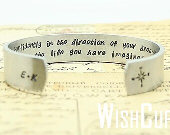 Graduation Gift- Gift for daughter, Inspirational Gift, Cuff Bracelet, Personalized Cuffs, Go Confidently in the direction of your dreams.