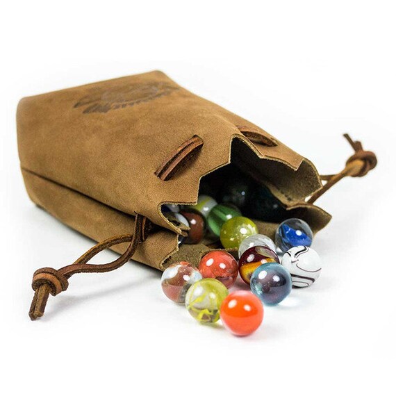 Items similar to Leather marble bag, retro marble bag, leather pouch