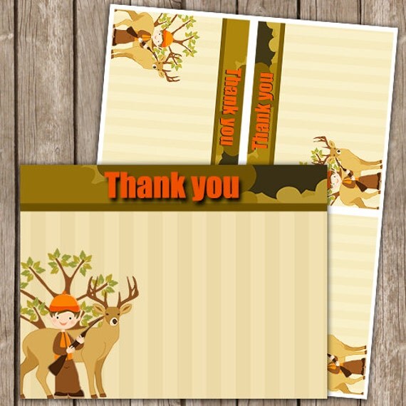 Hunting Hunter Thank you Cards Flat INSTANT Download
