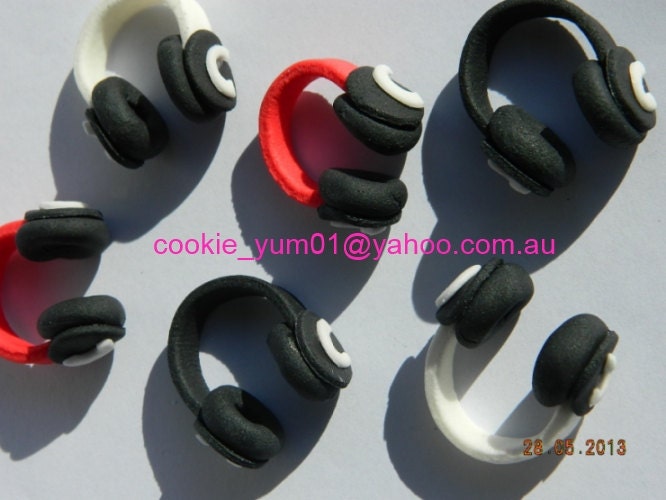 12 edible DJ HEADPHONES MUSIC cupcake cake topper decorations