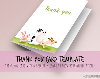 Baby shower cutie Thank You cards - Instant Download