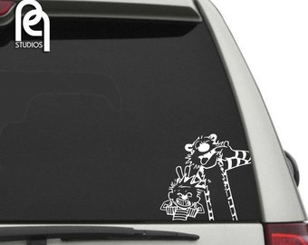 Calvin and hobbes - cute, funny and creative High Quality matte vinyl car decal, sticker