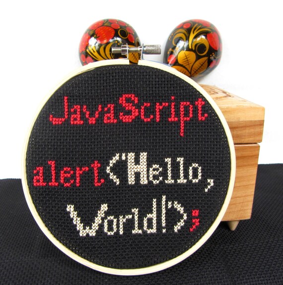 Javascript Hello World computer programmer cross by ...