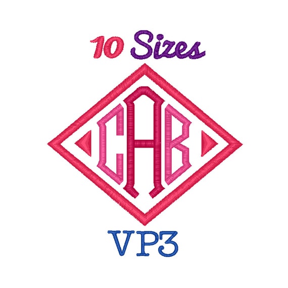 Diamond Monogram Embroidery Font Machine Embroidery Fonts VP3