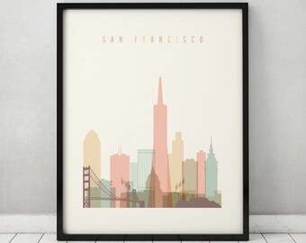San Francisco art, Poster, Print, Wall art, San Francisco skyline, City poster, Typography art, Gift, Home Decor, ArtPrintsVicky